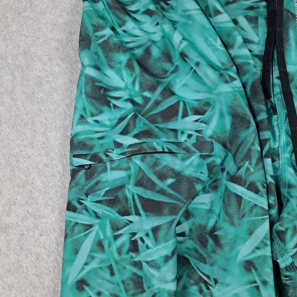 Hurley Phantom Board Shorts Mens 38 Green Black Floral Unlined Beach Summer